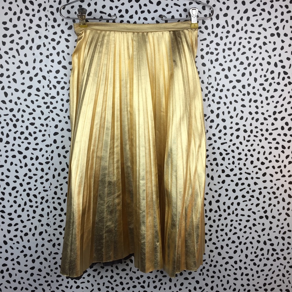 H&M Gold Crystal Pleated Skirt Size 4